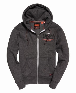 Superdry Premium Goods Racer Cipzár Férfi Kapucnis Pulóver Fekete | NKJBH5610